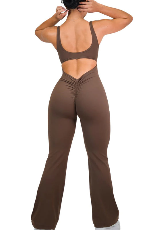 V-Back Flared Jumpsuit