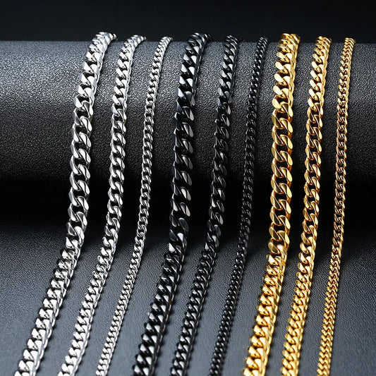 Vnox LuxeCurb Diamond-Cut Necklace