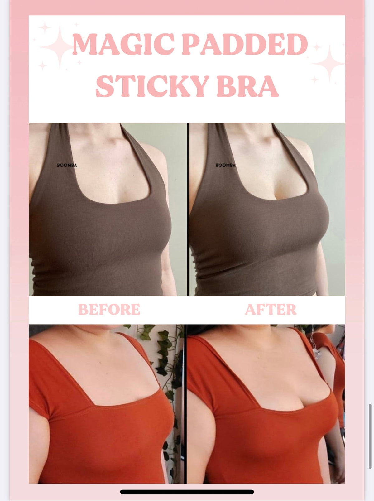 LuxeLift Padded Sticky Bra with Front Clasp